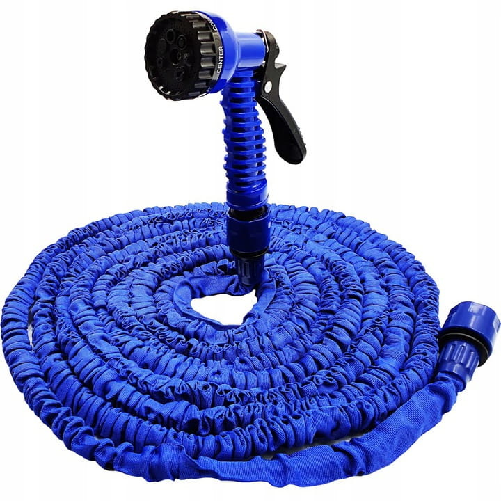 Flexibele tuinslang - 3,5-15 meter - met sproeipistool - blauw