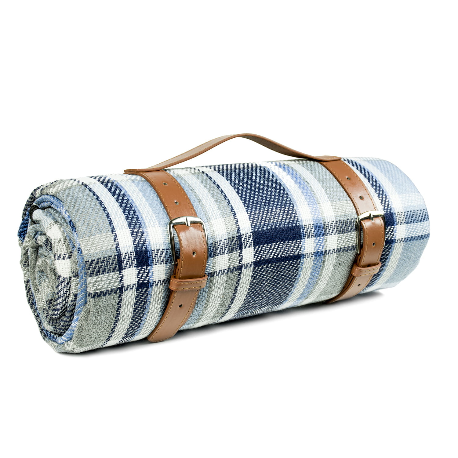 Picknickkleed - waterdicht - 195x200 cm - blauw grijs - geruit