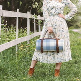 Picknickkleed - waterdicht - 195x200 cm - blauw grijs - geruit