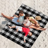 Picknickkleed - waterdicht - 195x200 cm - blauw grijs - geruit