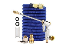 Flexibele tuinslang - 15-45 meter - met spuitpistool - blauw