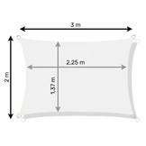 Schaduwdoek rechthoek - zonnedoek - 3x2 m - grijs