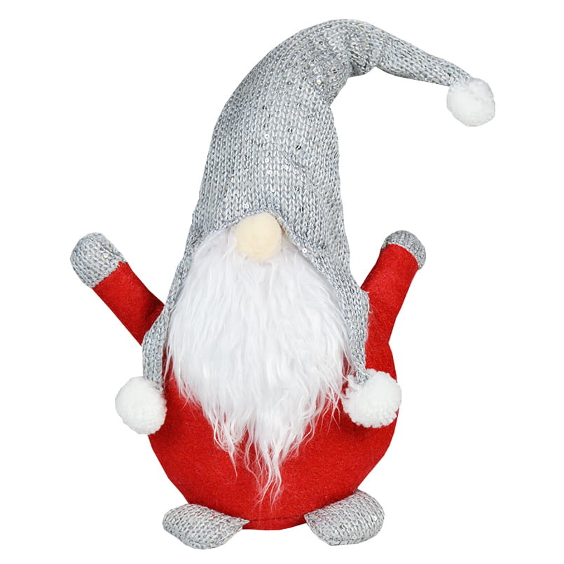 Kerstkabouter - gnoom kerst - groot - 17x50 cm - rood grijs