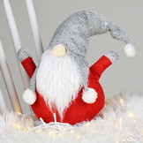 Kerstkabouter - gnoom kerst - groot - 17x50 cm - rood grijs