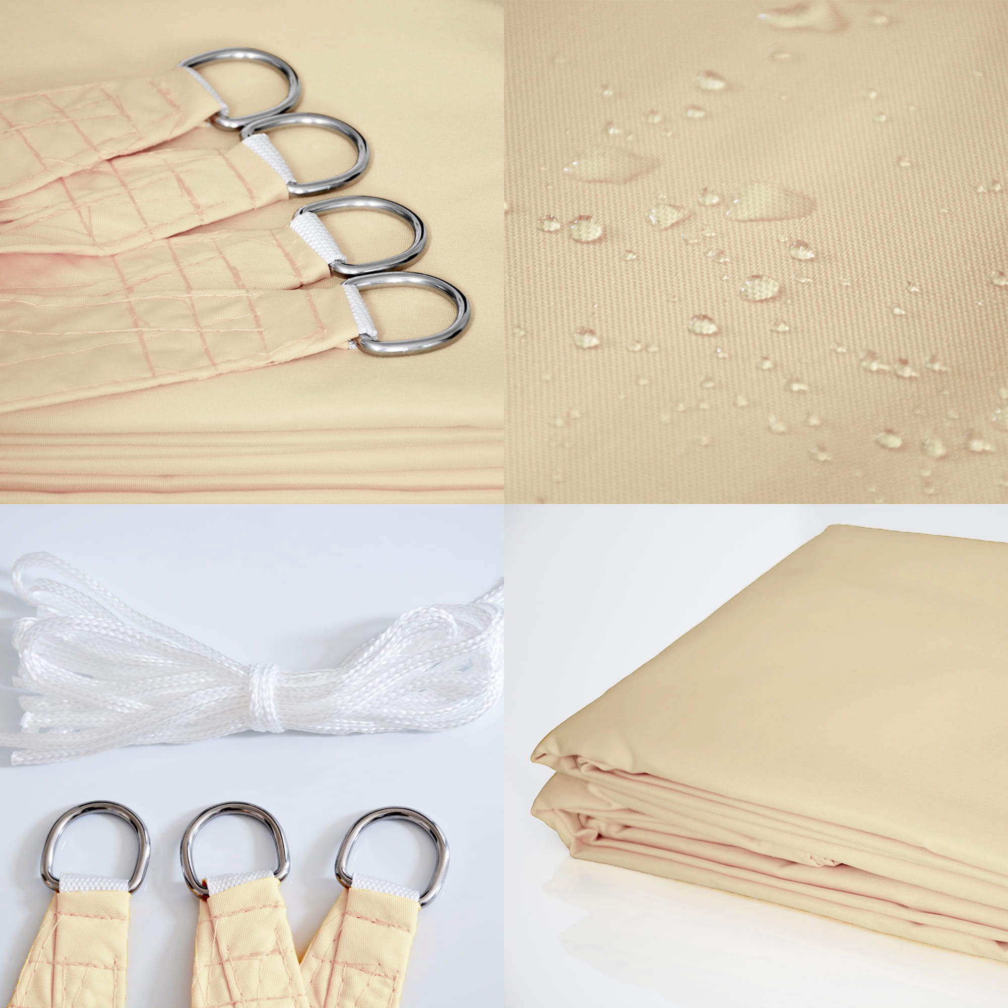 Schaduwdoek rechthoek - zonnedoek - 3x2 m - beige