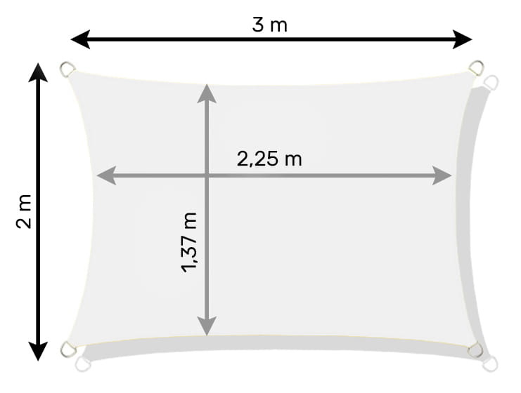 Schaduwdoek rechthoek - zonnedoek - 3x2 m - beige