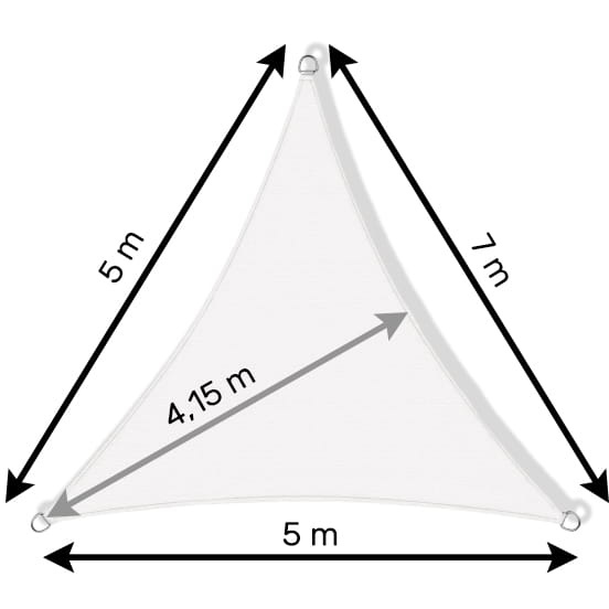 Schaduwdoek driehoek - zonnedoek - 7x5x5 m - grijs