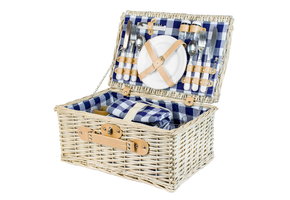 Picknickmand - 4 personen - 29-delig - 42x28x20 cm - blauw