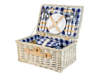 Picknickmand - 4 personen - 29-delig - 42x28x20 cm - blauw
