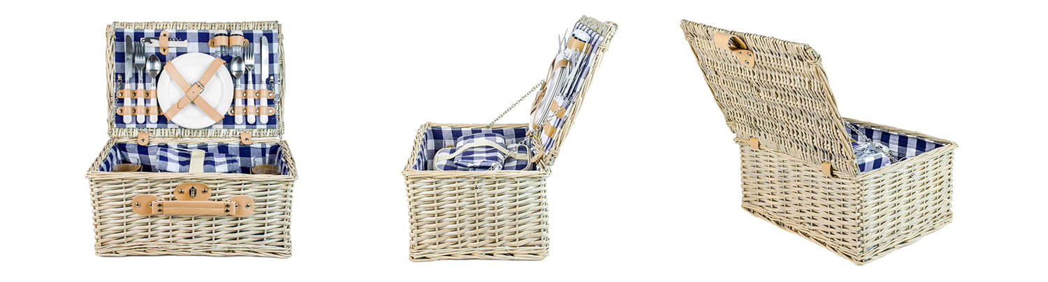 Picknickmand - 4 personen - 29-delig - 42x28x20 cm - blauw