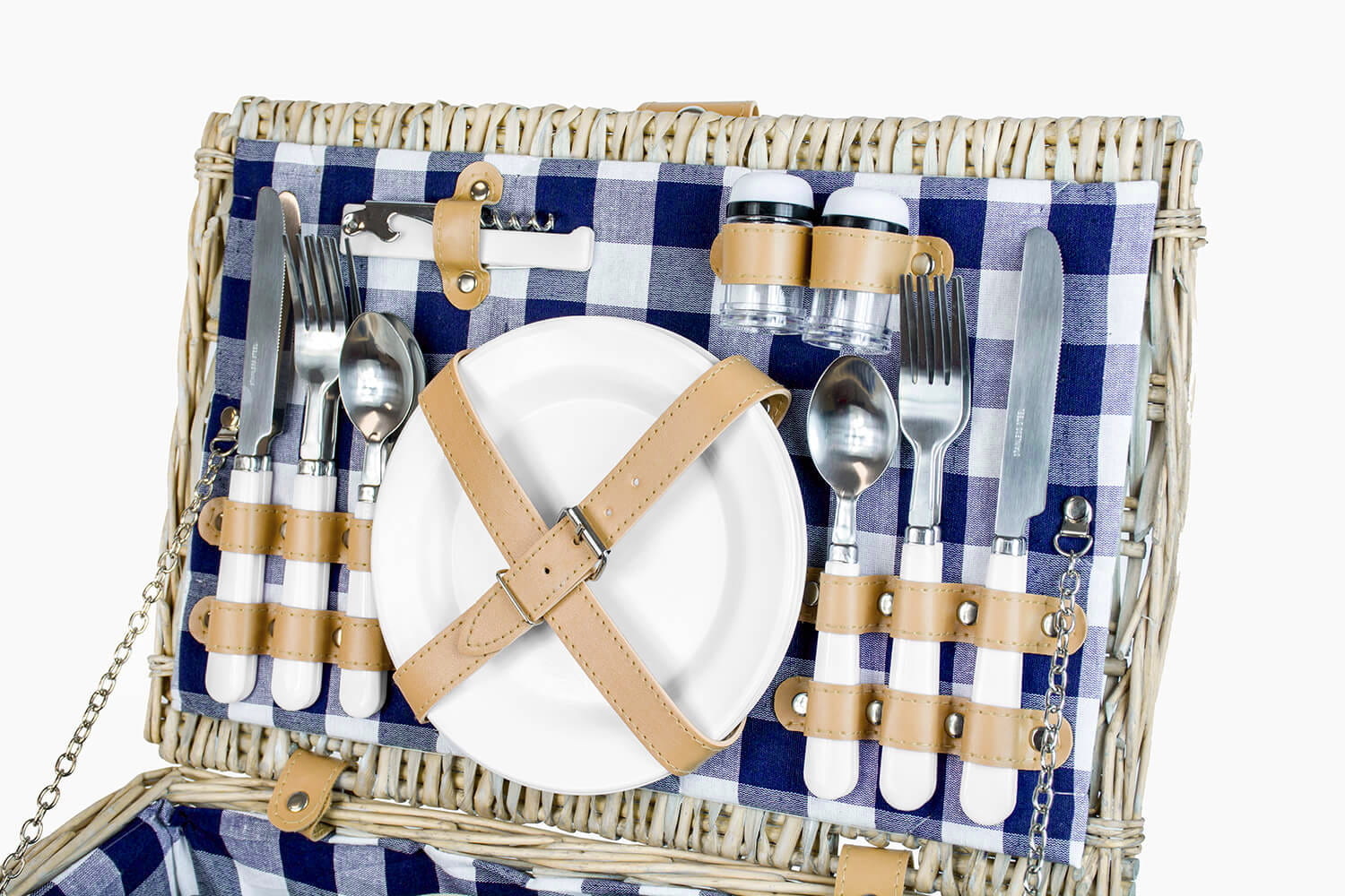 Picknickmand - 4 personen - 29-delig - 42x28x20 cm - blauw