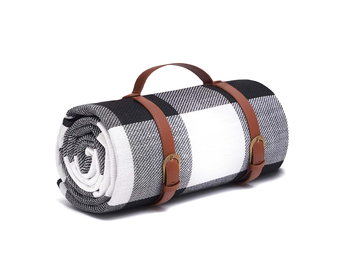 Picknickkleed - waterdicht - 195x200 cm - zwart wit - geruit