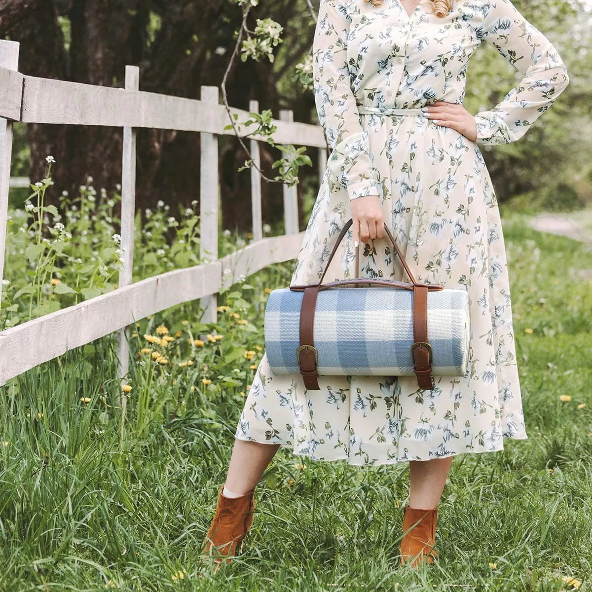 Picknickkleed - waterdicht - 195x200 cm - zwart wit - geruit