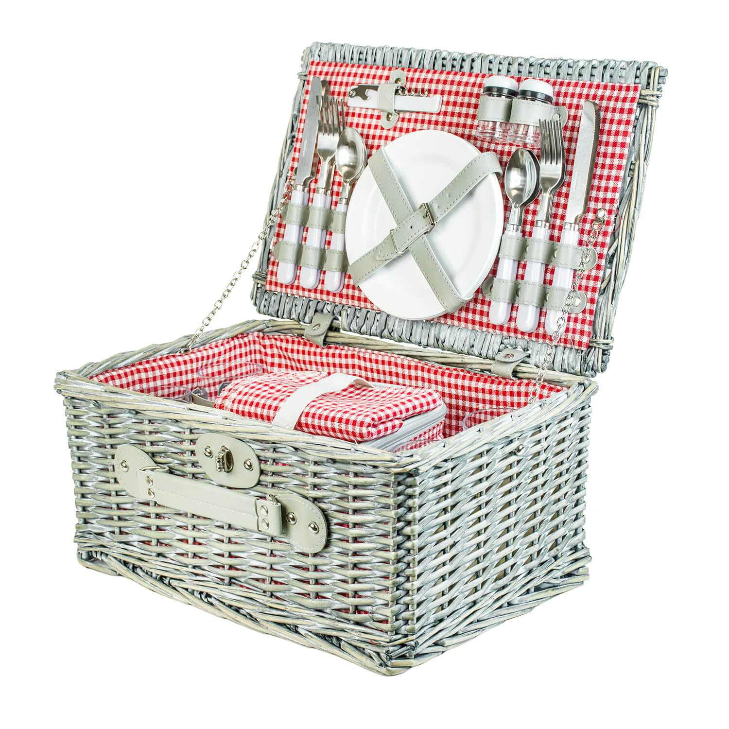 Picknickmand - 4 personen - 29-delig - 42x28x20 cm - rood