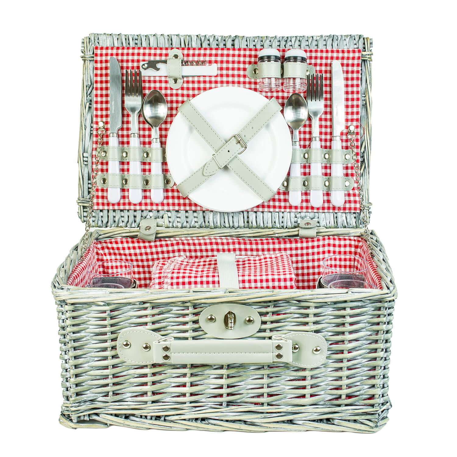 Picknickmand - 4 personen - 29-delig - 42x28x20 cm - rood