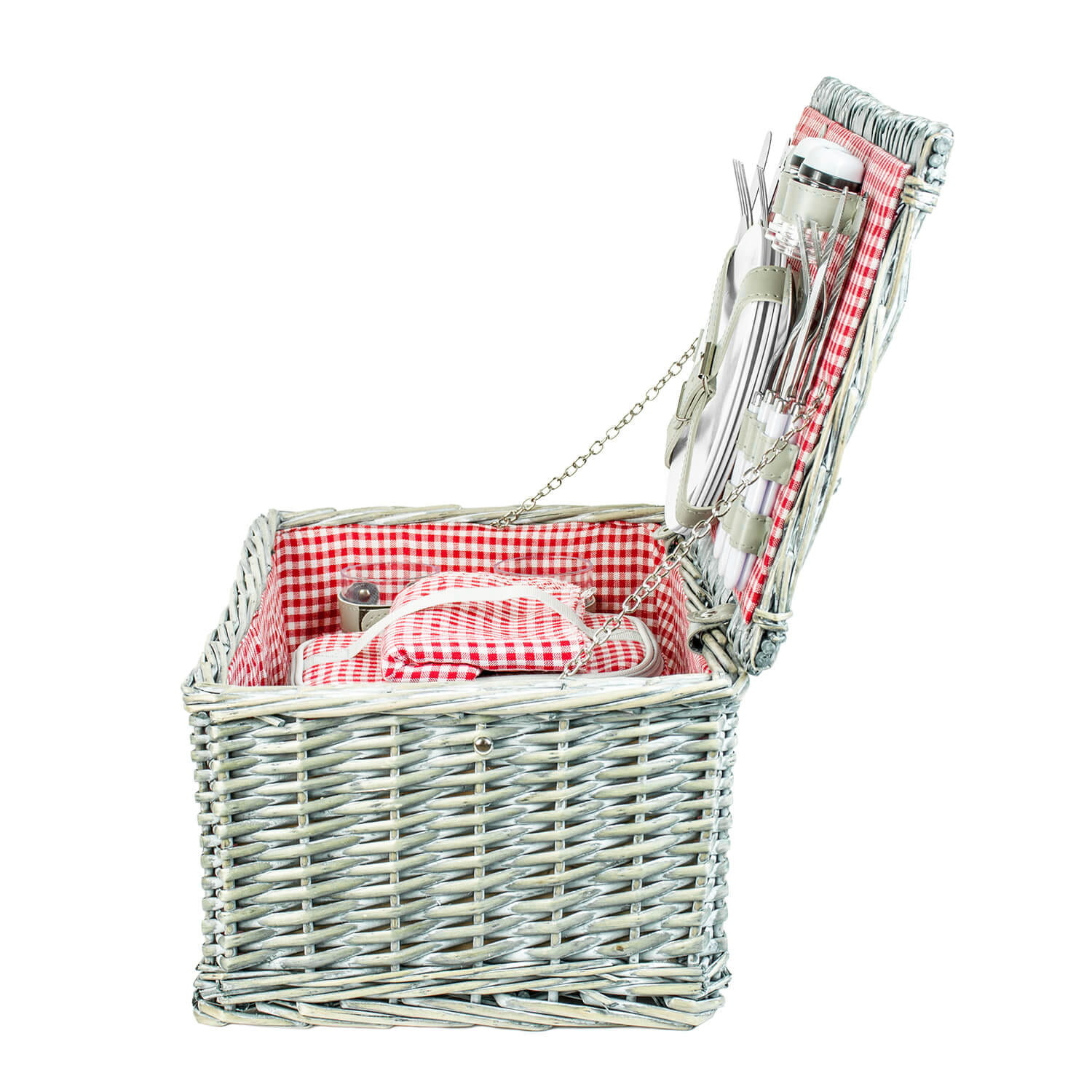 Picknickmand - 4 personen - 29-delig - 42x28x20 cm - rood
