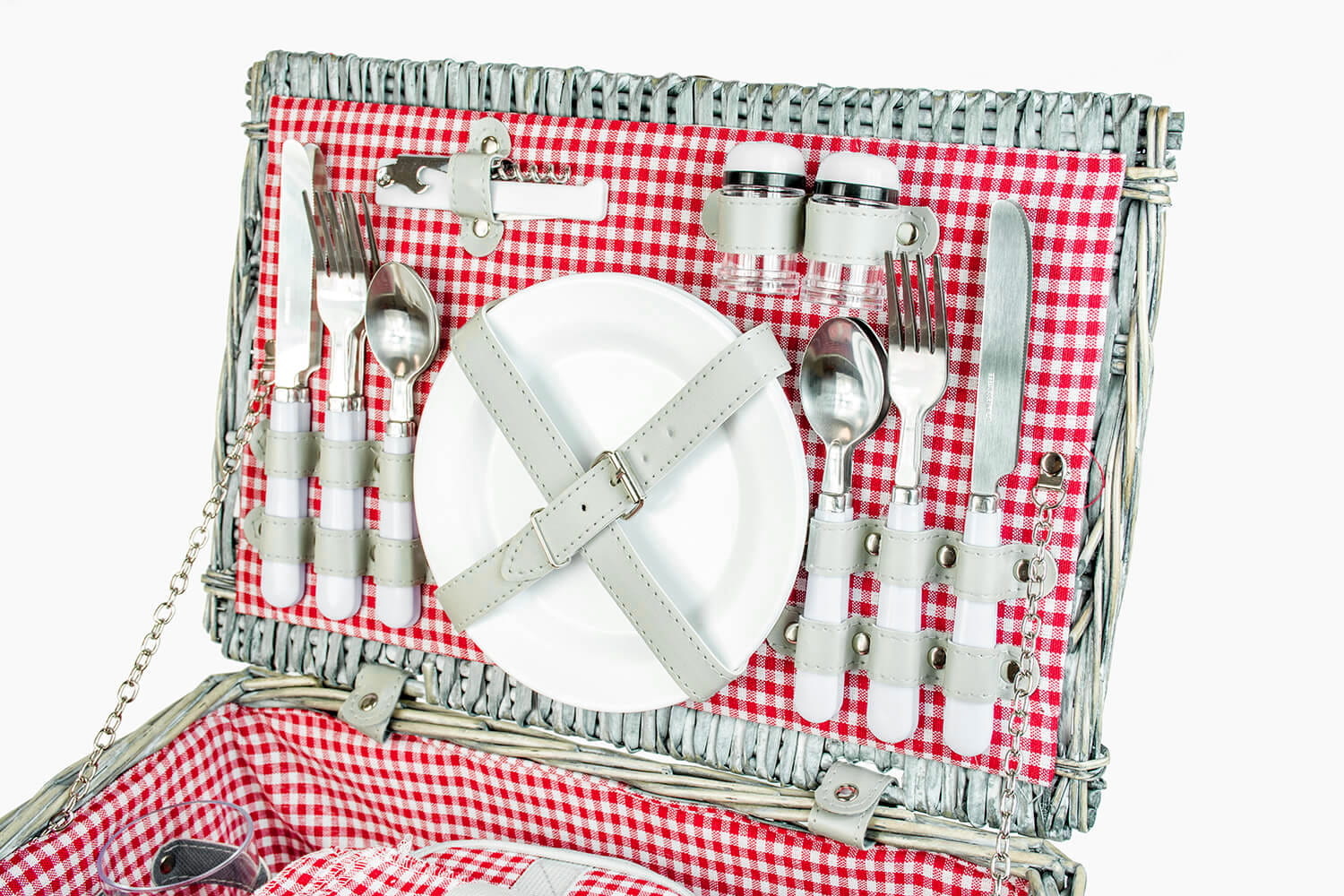 Picknickmand - 4 personen - 29-delig - 42x28x20 cm - rood