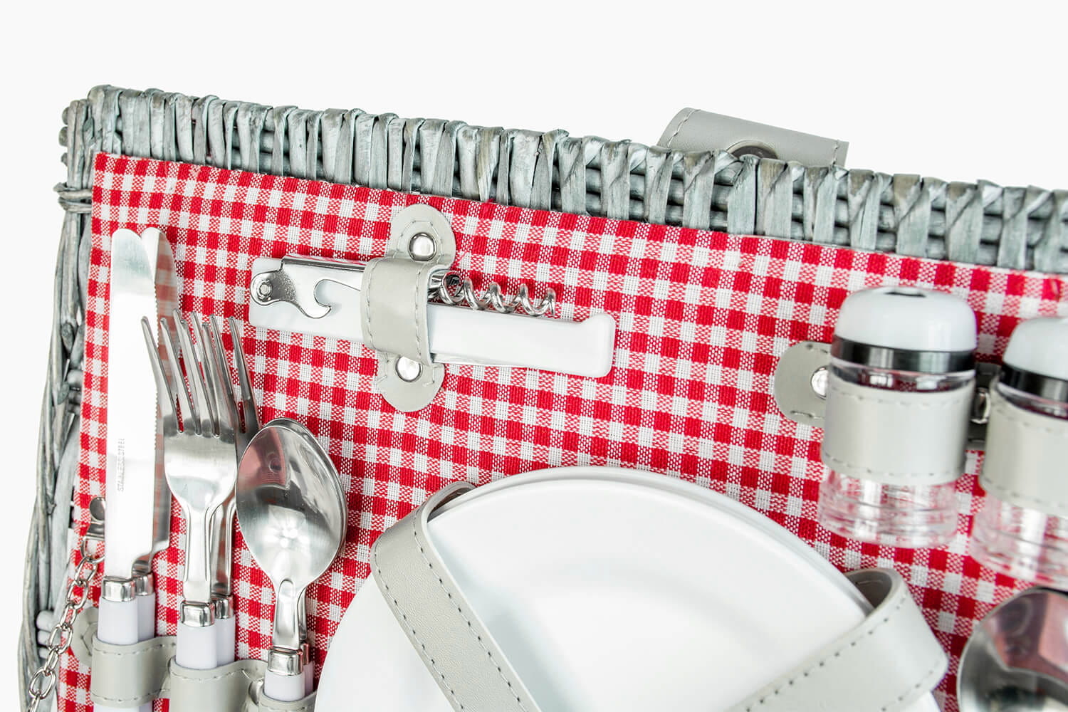 Picknickmand - 4 personen - 29-delig - 42x28x20 cm - rood