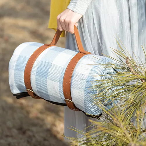 Picknickkleed - waterdicht - 195x200 cm - blauw wit - geruit