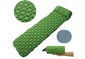 Slaapmat - luchtmatras - met kussen - 190x60x5 cm - groen