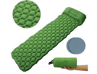 Slaapmat - luchtmatras - met kussen - 190x60x5 cm - groen
