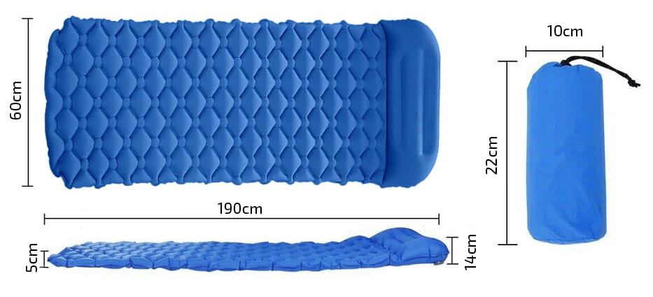 Slaapmat - luchtmatras - met kussen - 190x60x5 cm - groen