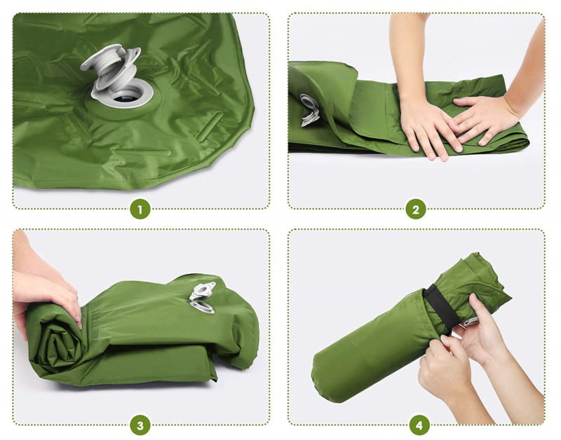 Slaapmat - luchtmatras - met kussen - 190x60x5 cm - groen