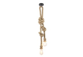Touwlamp - hanglamp touw - 2x E27 fitting - 140 cm - jute