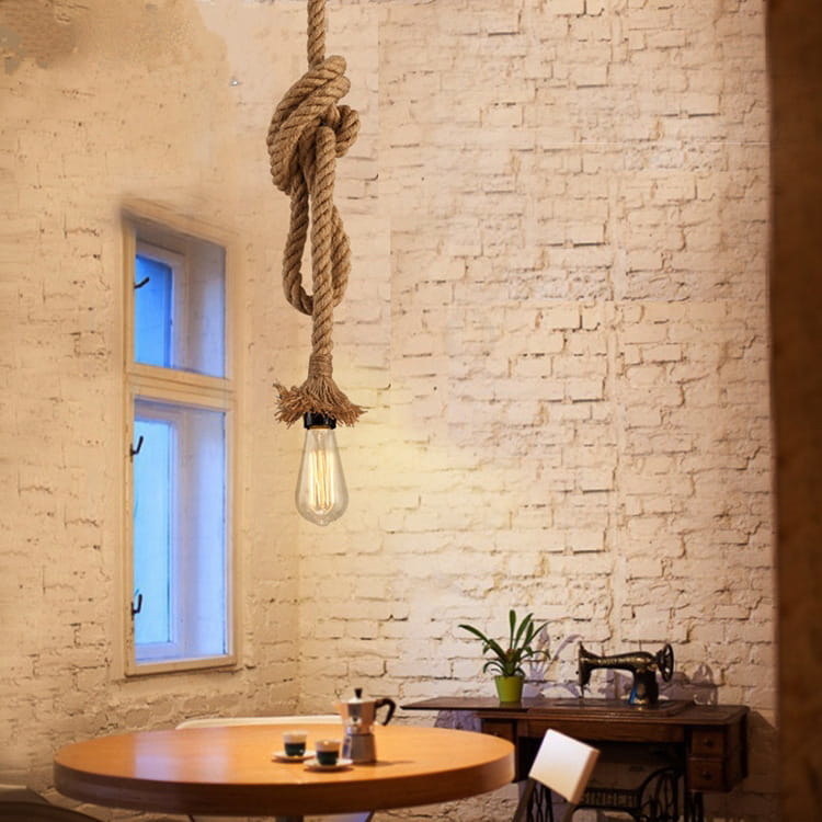 Touwlamp - hanglamp touw - 2x E27 fitting - 140 cm - jute