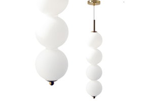 LED Hanglamp - goud - met 4 glazen bollen - ⌀ 9,5 x 30 cm