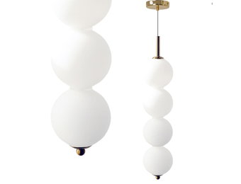 LED Hanglamp - goud - met 4 glazen bollen - ⌀ 9,5 x 30 cm