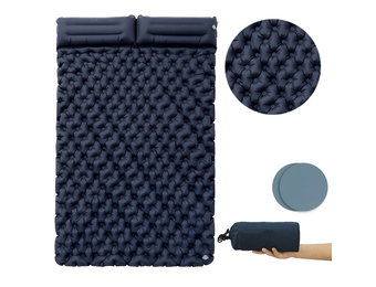 Slaapmat - 2 persoons - met kussen - 190x60x5 cm - marineblauw