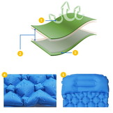 Slaapmat - luchtmatras - met kussen - 190x60x5 cm - marineblauw