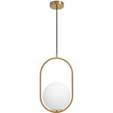 Hanglamp goud - 26x40 cm - met glazen bol ⌀ 20 cm