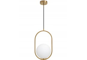 Hanglamp goud - 26x40 cm - met glazen bol ⌀ 20 cm