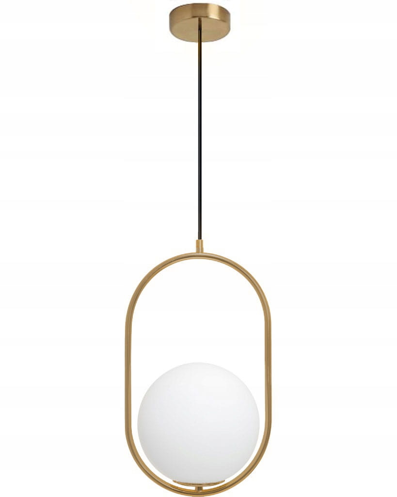 Hanglamp goud - 26x40 cm - met glazen bol ⌀ 20 cm