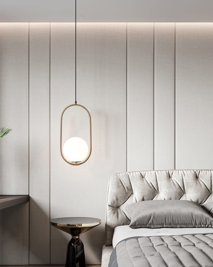 Hanglamp goud - 26x40 cm - met glazen bol ⌀ 20 cm