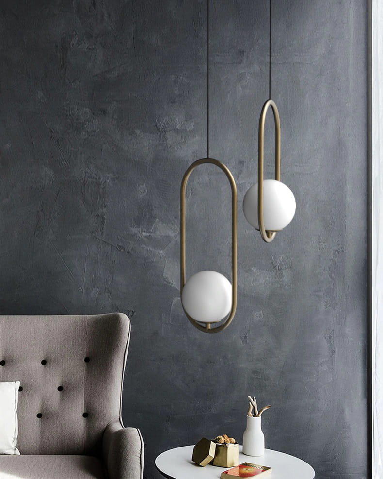 Hanglamp goud - 26x40 cm - met glazen bol ⌀ 20 cm
