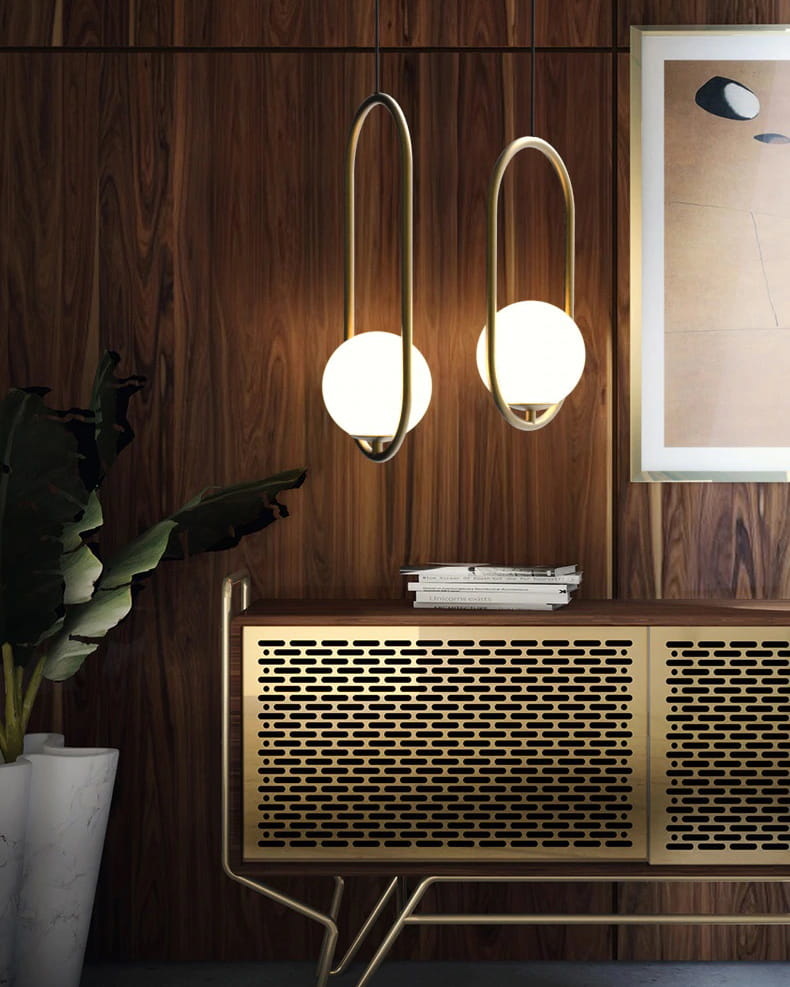 Hanglamp goud - 26x40 cm - met glazen bol ⌀ 20 cm