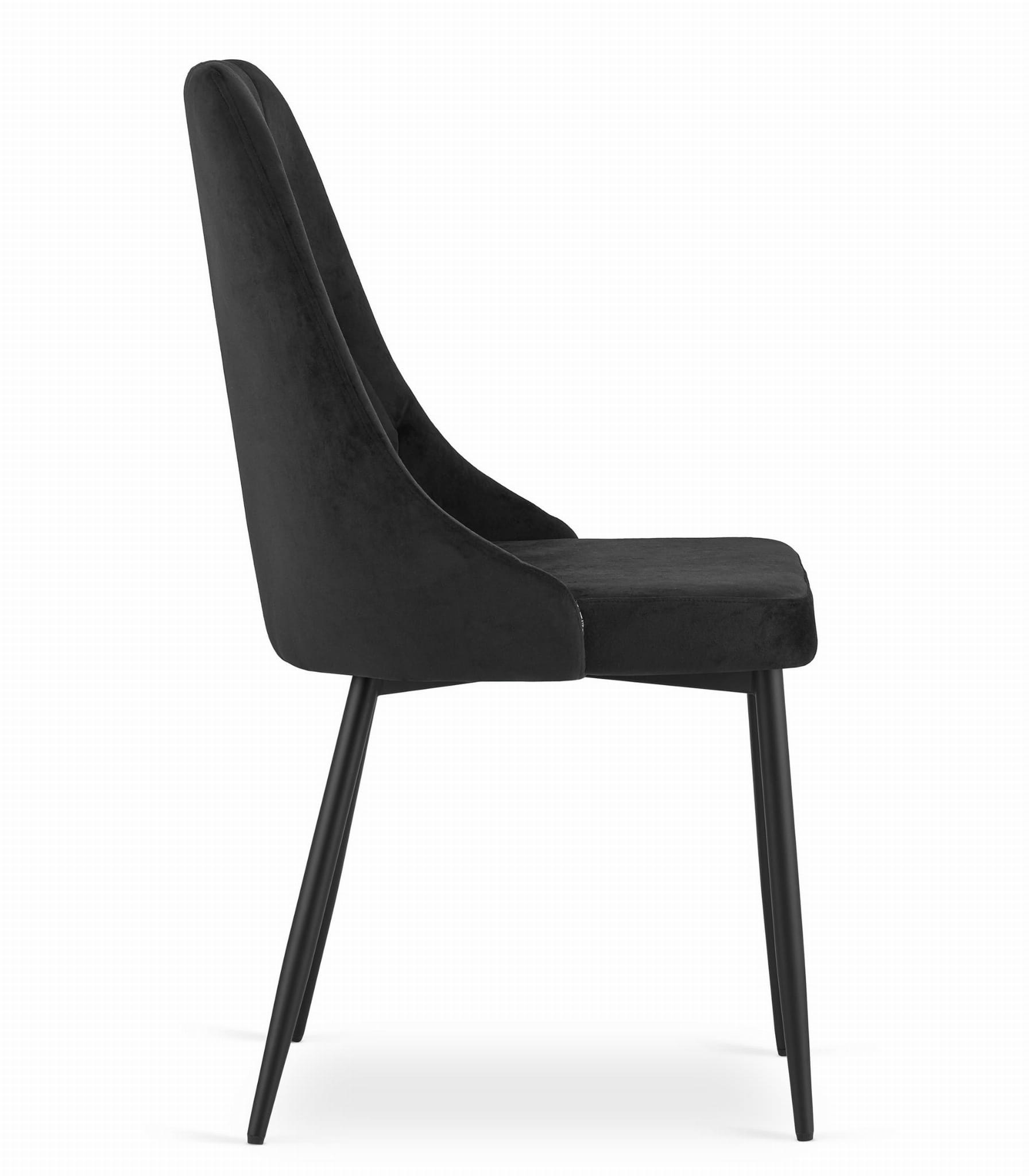 Velvet eetkamerstoel IMOLA - set van 4 eettafel stoelen - zwart