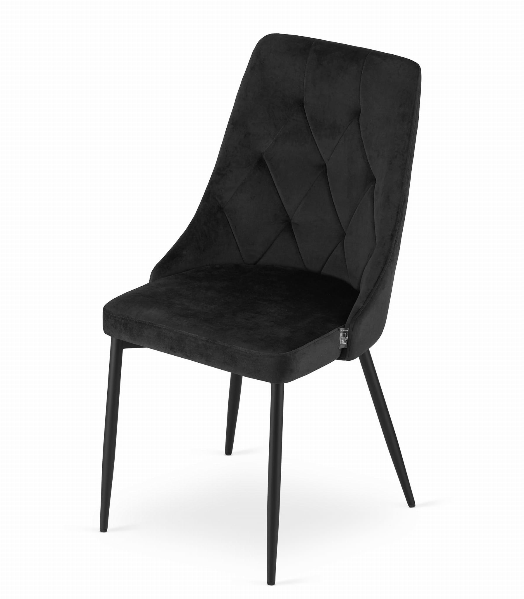 Velvet eetkamerstoel IMOLA - set van 4 eettafel stoelen - zwart