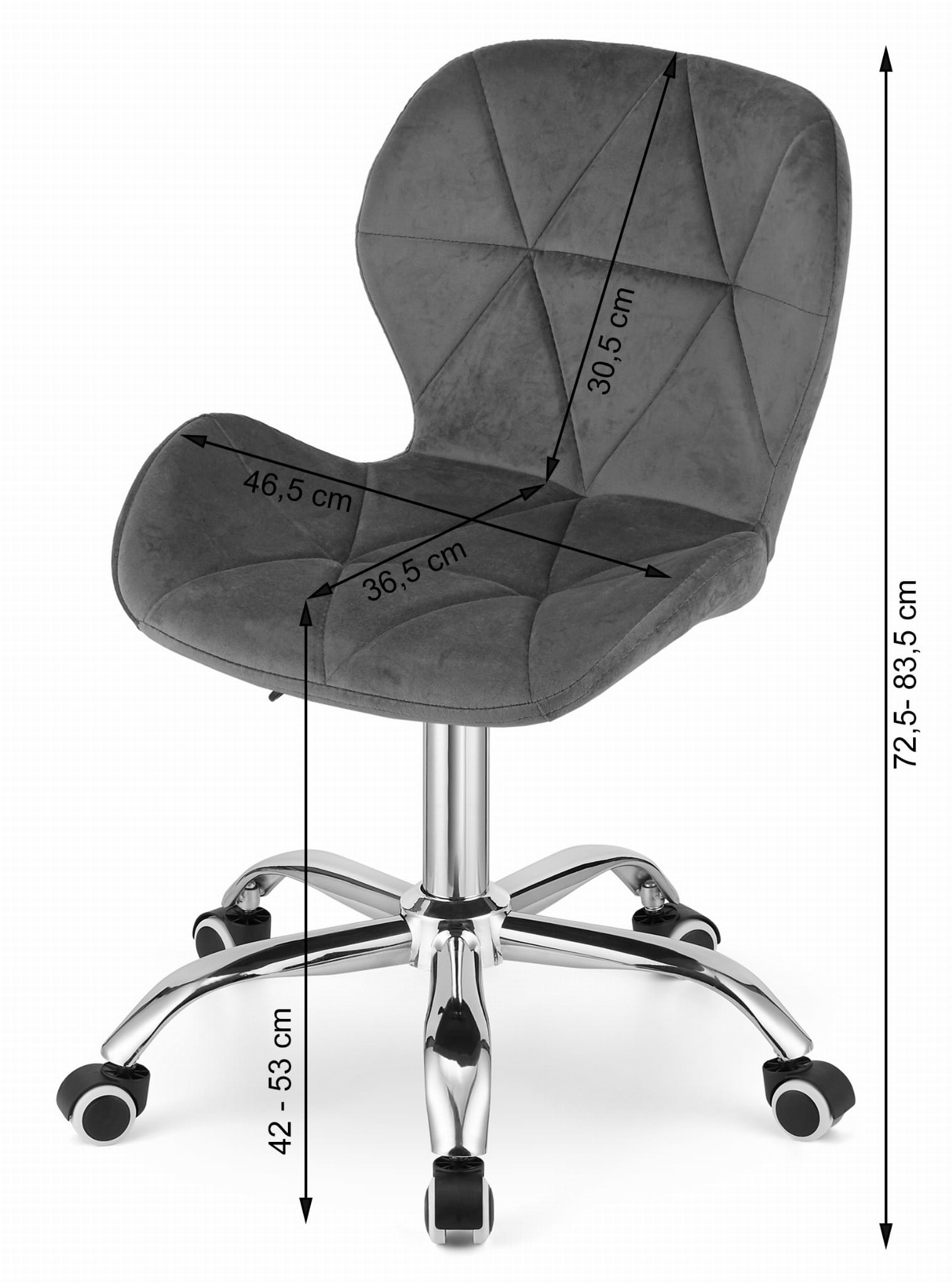 Bureaustoel AVOLA - ergonomisch - velours - grijs