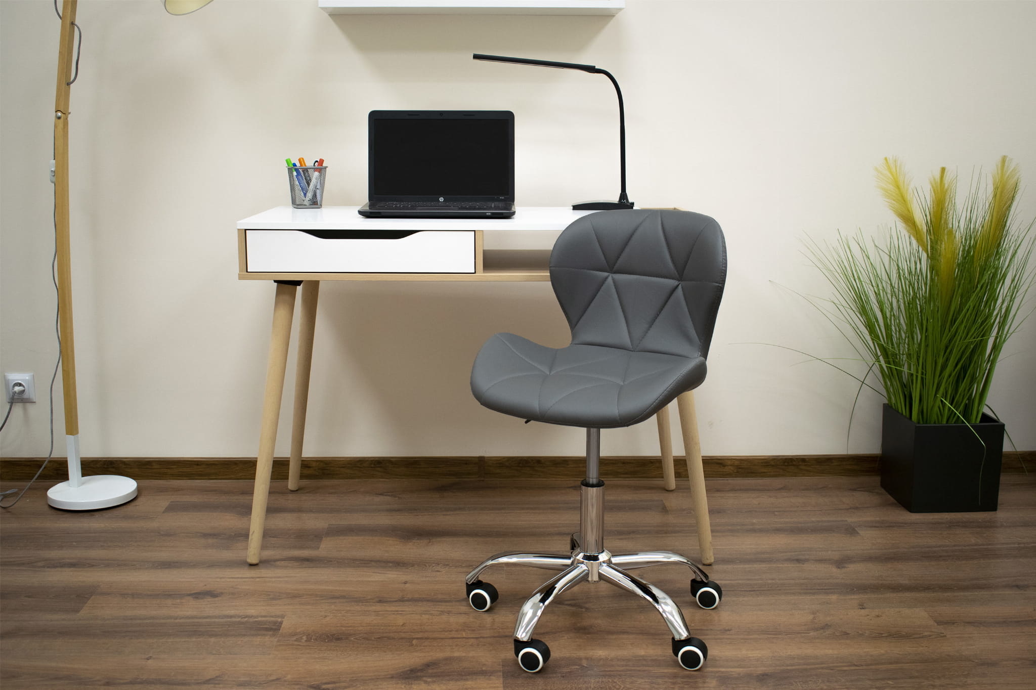 Bureaustoel AVOLA - ergonomisch - ECO-leer - grijs