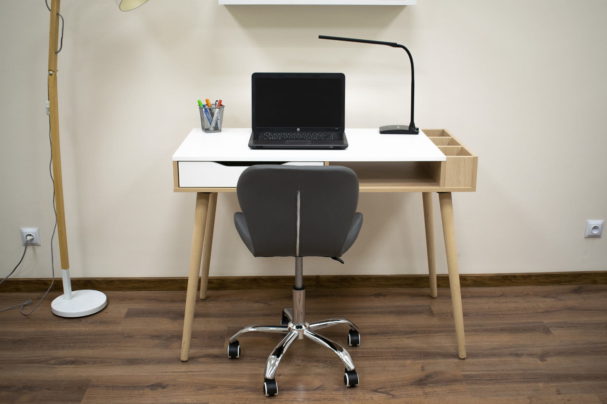 Bureaustoel AVOLA - ergonomisch - ECO-leer - grijs