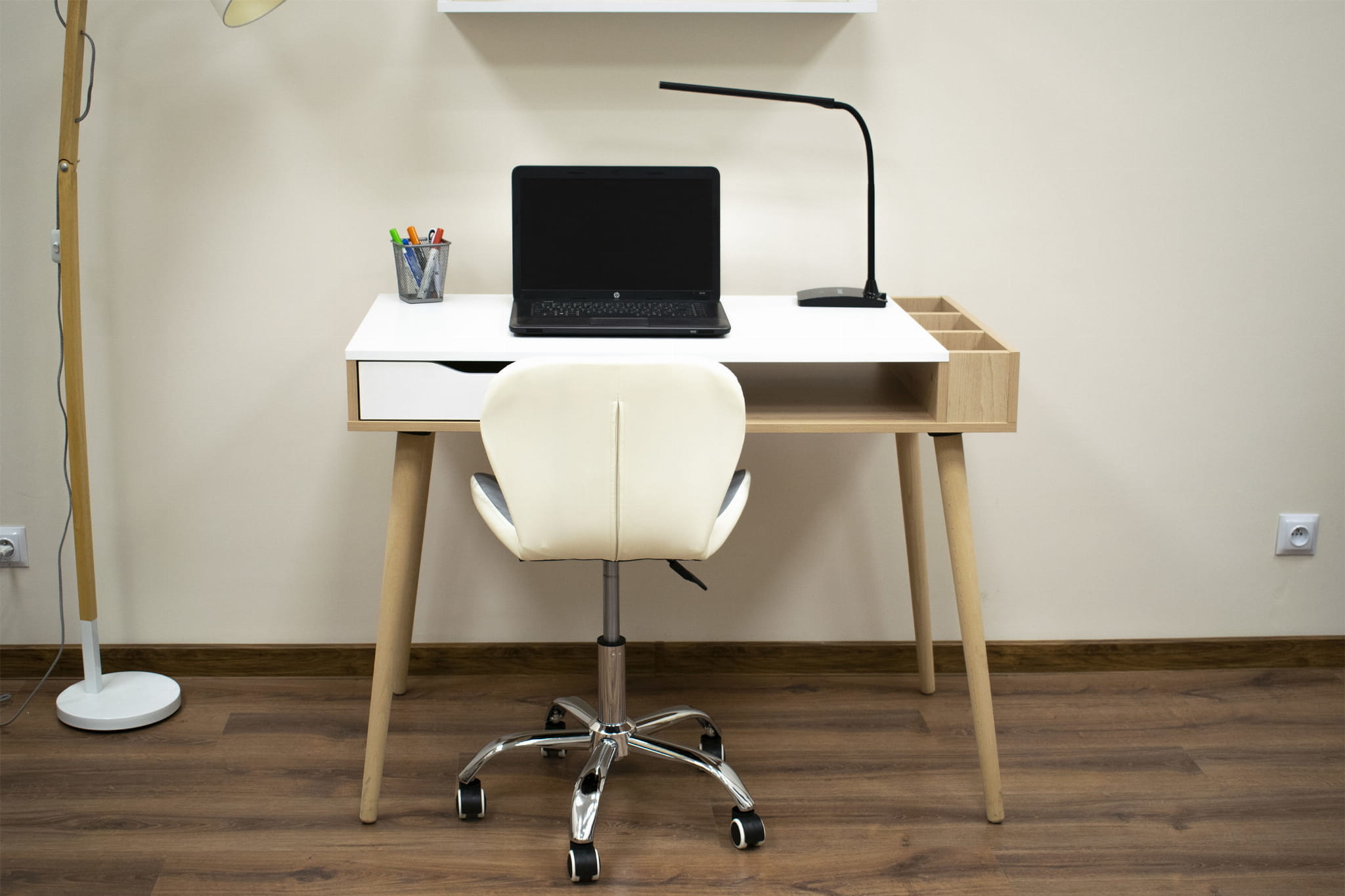Bureaustoel AVOLA - ergonomisch - ECO-leer - grijs wit