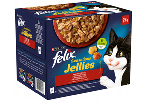 Felix Sensations gelei - kattenvoer - kip rund eend & lam - 24x