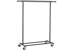 Kledingrek op wielen - 92-132x45,4x160cm - tot 90 kg - zwart