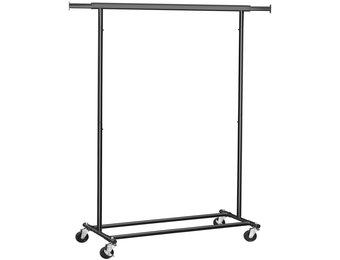 Kledingrek op wielen - 92-132x45,4x160cm - tot 90 kg - zwart