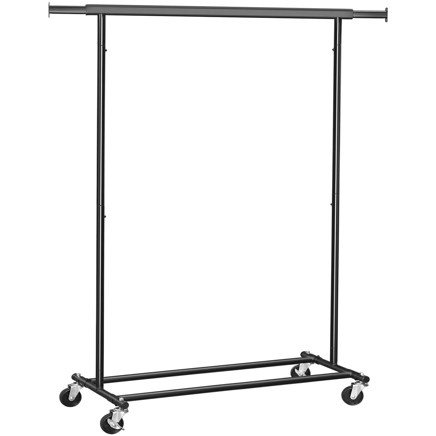 Kledingrek op wielen - 92-132x45,4x160cm - tot 90 kg - zwart