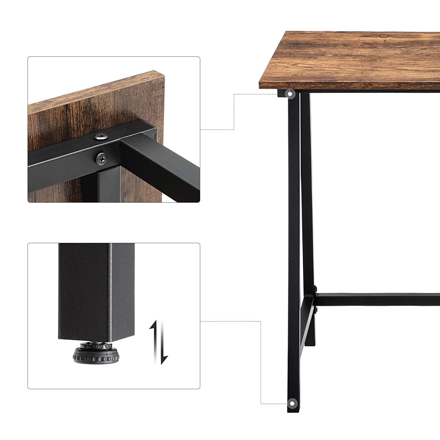 Bureau - industrieel - bureautafel - 100x50x75 cm - bruin zwart